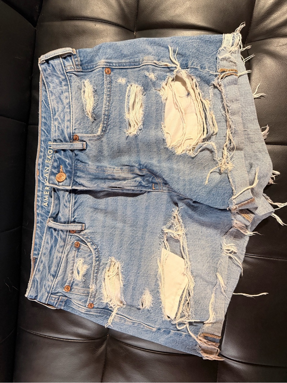 American Eagle Outfitters Distressed Light Blue Denim Jean Shorts -Size 8